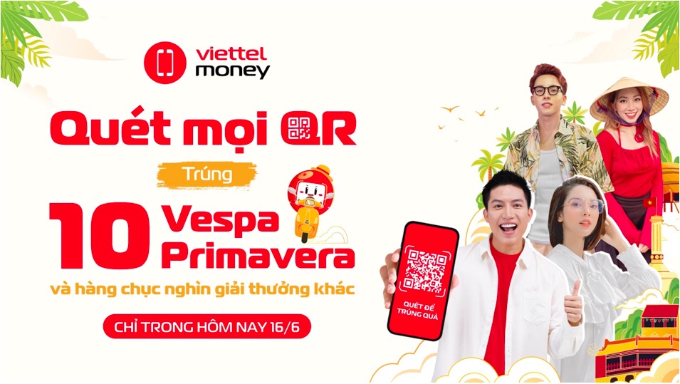 Viettel Money trao thưởng 10 xe Vespa khai hội ‘Ngày không tiền mặt’